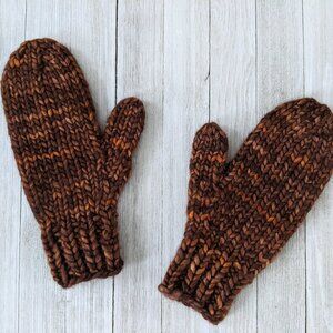 Hand knitted merinos wool mittens